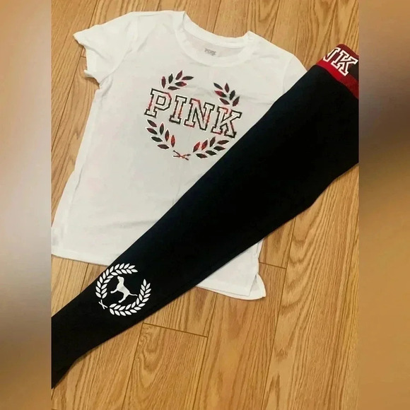 PINK  VS TSHIRT/ LEGGINGS CLASSIC OUTFIT SET - Picture 2 of 9